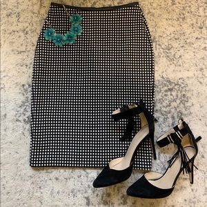 Express Black & White Checkered Pencil Skirt